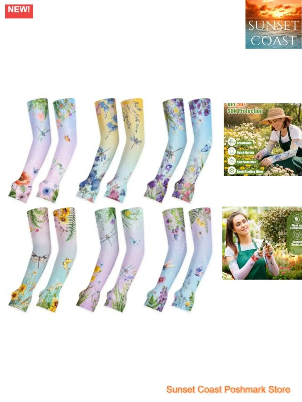 UPF 50+ Garden Arm Sleeves with Thumb Hole, Lightweight Breathable